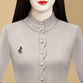 Ruifanjia bottoming shirt for women 2025 autumn and winter new style double-sided german velvet half turtleneck long-sleeved temperament fashionable versatile warm top trendy discount price/limited quantity-oatmeal color xl 110-125 catties