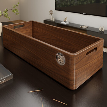 Fanlilin solid wood tea storage box desktop tea cup tea set storage rack high-looking sundry storage rack snack storage rack walnut color large opening model imported solid wood