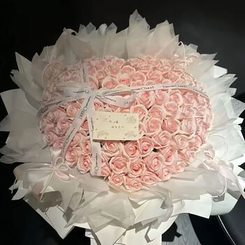 Yuanzu pink ballet immortal flower soap flower chinese valentine's day for girlfriends and besties premium birthday surprise gift pink ballet - 52 pink roses - love style