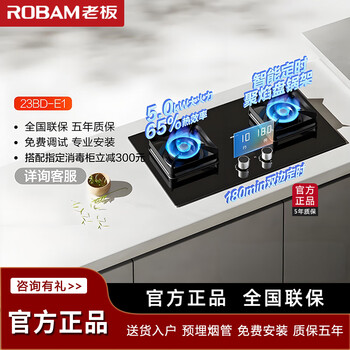 Boss robam fire cover timing gas stove 23bx-e1 gas stove natural gas stove copper fire cover double stove household fierce fire stove 23bd-e1 natural gas 5.2kw timing small stove king