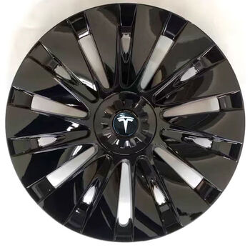 Litian suitable for tesla modely wheel hub cover with full edge 19-inch wheel hub protective cover p version modified decoration y 19-inch floral straight edge bright black