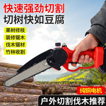 German imported chainsaw lithium chainsaw high-horsepower hand saw household small hand-held saw wood felling tree pruning saw bone 6 inches 2 electric 1 chain + storage box