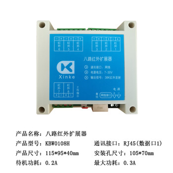 K xinke eight-channel infrared transmitter module rj45 lan control rs485 bus communication 38k infrared alternative remote control supports 8-channel learning infrared code 3.0 core custom instructions 2 network 8-channel infrared module