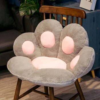 Yisen wood bear sofa children's small chair cartoon animal seat girl reading tatami animal sofa children's day gift gray bear paw cushion 60x70cm