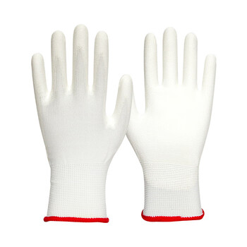 Thover 12 pairs pu coated anti-slip wear-resistant logistics handling auto repair maintenance gardening labor protection gloves white unstandardized 12 pairs/1 dozen s