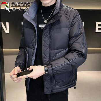 Woodpecker (tucano) down jacket men's winter men's jacket stand collar cold protection thickened warm short casual men's clothing black xl