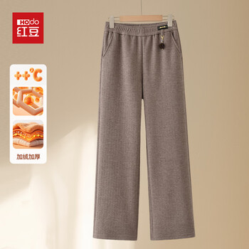 Hodo middle-aged mom autumn and winter velvet trousers thickened casual straight pants elastic waist pants mom middle-aged and elderly pants