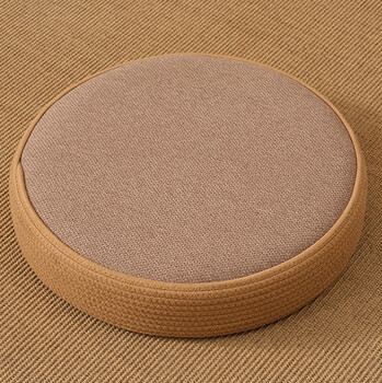 Buyan workshop japanese futon cushion living room balcony bay window tatami home floor thickened buddha sitting pillar meditation meditation cushion khaki color diameter 40 height 10cm