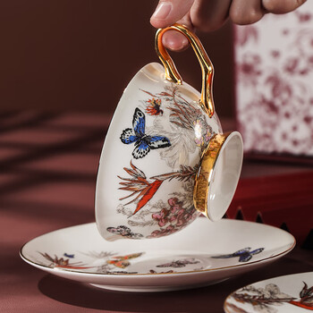 Guyou high-end bone china coffee cup and saucer set wedding gift couple cup companion gift high-value gift environmentally friendly gift box