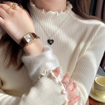 Yu zhaolin half turtleneck plus velvet bottoming sweater with fungus for women autumn and winter thickened inner half turtleneck sweater warm top