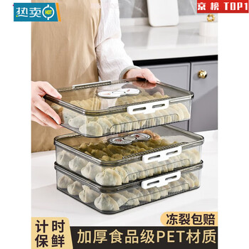 He jiagong internet celebrity dumpling box quick-frozen food-grade special refrigerator frozen wonton timed preservation multi-layer storage box tray home pet thickened one layer and one cover transparent green