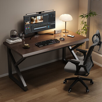 Gujia home table computer table home simple office desk work table desk double long table study desk study table scientific beveled edge | walnut color 1.4m selected brands | free door-to-door delivery