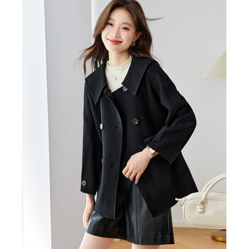 Shexi (srcr) short coat women's double-sided woolen coat 100% wool coat autumn and winter high-end small commuting woolen coat