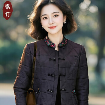 Suding women's original brand flagship store 2025 fashionable new chinese style national style short cotton jacket winter new style black l
