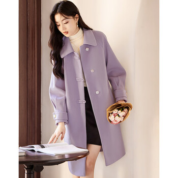 Back in time winter wear design niche fashion temperament slimming petite women's coat 55 purple m