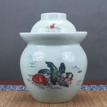 Ye yu jingdezhen chinese pickles sichuan pickles sealed jar thickened ceramic pickle jar small fresh household pickle jar pulled radish 3 pounds of water