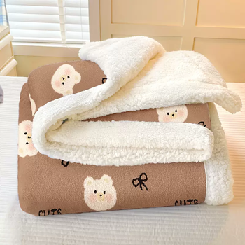 Yusenyi blanket winter thickened office shawl blanket sofa nap blanket multi-functional blanket milk velvet bed gr brown bear (soft and comfortable can be covered or spread) (large single blanket) 15x20m