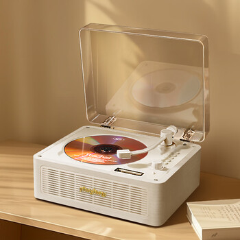 Fei shuai cd machine bluetooth audio speaker plays album songs cd asking idol machine home retro all-in-one machine built-in audio plus gift giving annual meeting group purchase gift white wood grain model + space stereo sound effect