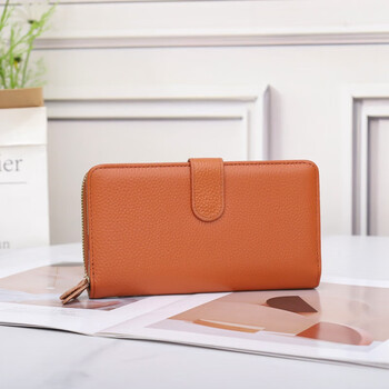 Goldlion g+ goldlion long women's genuine leather wallet small bag first layer cowhide multi-layer coin packaging card wallet bag earthy yellow