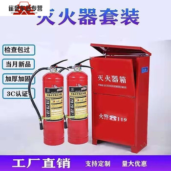 Fancychic fire extinguisher set combination 4kg 2 pieces portable dry powder fire fighting equipment box for school factory 3/5/8 2kg carbon dioxide fire extinguisher 2 pieces + box