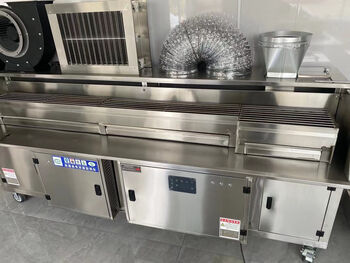 Sichuan smokeless barbecue truck commercial smokeless barbecue stove hydroelectric composite flat suction smokeless purification barbecue cart 1.5 meters hydroelectric composite smokeless purification