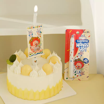 Yusenyi internet celebrity fan-shaped birthday surprise candle decoration banner fan clown funny birthday cake party atmosphere props clown banner candle 1 piece