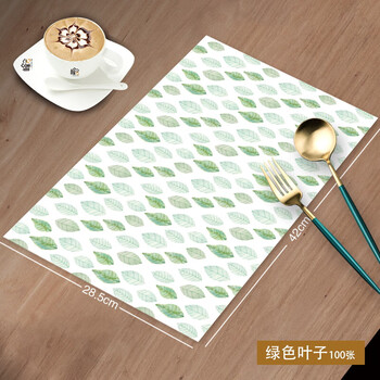 Erzhi disposable placemat paper western food home dining mat nordic style restaurant birthday party table mat paper place paper green leaves 100 sheets