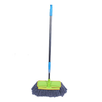 Power-sensitive cleaning brush, car wash brush, telescopic stainless steel pole with rubber-coated car brush, glass scraper, property fleet unit cleaning tool, gray cotton thread, pole extension 2.4 meters, gray 2.4 meters