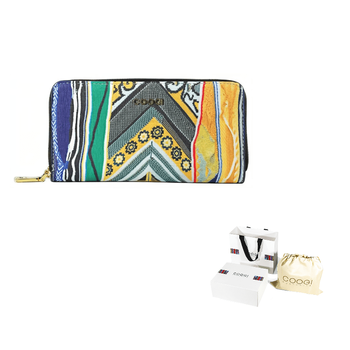 Coogi trendy and fashionable women's zippered long wallet pvc clutch card holder wallet regular women's print brand gift box