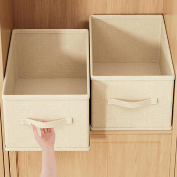 Nature house japanese clothes storage box home wardrobe clothes and pants layered organizer large capacity khaki-large