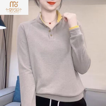 Modal velvet bottoming shirt for women in autumn and winter with stand-up collar, thickened velvet, mid-collar, western style one-piece velvet t-shirt warm top, oatmeal color_warm double-sided velvet m_80-100 catties