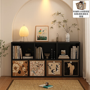 Pulata antique black bookshelf floor-to-ceiling storage rack living room home bookcase storage cabinet storage grid wall display cabinet