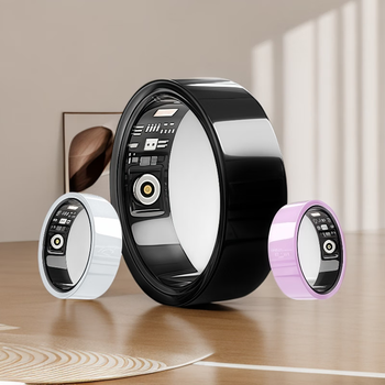 Cuwd smart ring bluetooth remote control health monitoring heart rate oximeter step sports ring silver no. 11 inner diameter 19.9mm