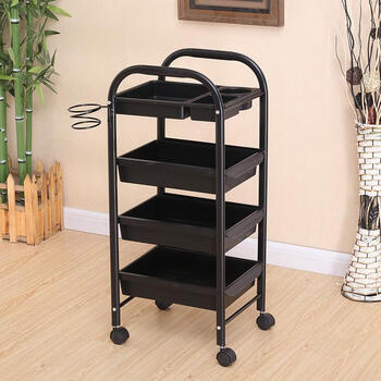 Lism hairdressing tool trolley hairdressing trolley hair salon tool trolley beauty trolley trolley 5-layer haircut black four-layer classic wheel baking oil