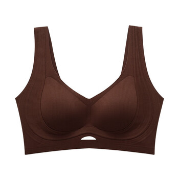 Ancient and modern wide shoulder straps, vertical stripes, seamless bra, no sense of push-up, warm and close to the chest, soft, comfortable and warm winter underwear, cocoa brown 2xl (40) =90abc cup recommended 135-150 catties
