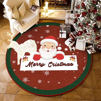 Yusenyi round christmas tree carpet christmas style floor carpet new year and spring festival atmosphere wedding carpet bedroom christmas celebration (round) belgian velvet floor mat diameter 60cm (small size trial size be careful when shooting)