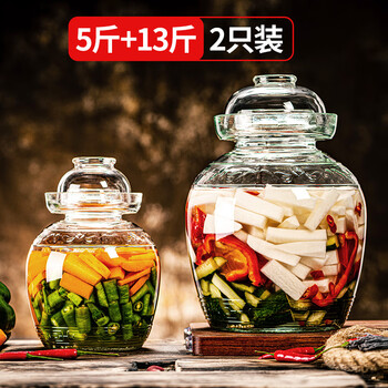 Manwei pickle jar pickle jar glass old-fashioned household sichuan pickle jar pickle jar thickened with lid sealed large size newly upgraded fresh lock 5 catties + 13 catties