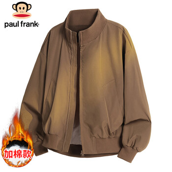 Paul frank jacket men's autumn and winter american flight jacket men's trendy brand loose baseball jacket coffee and cotton xl