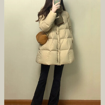 Spice story down jacket women's mid-length winter 2025 new loose thickened high-quality slimming white duck down jacket small man mikaki s