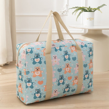 Shijanu oxford cloth large storage bag hand luggage quilt clothing moving packing bag bear paradise--oxford cloth double layer small size 50* suitable for holding 3-4 pounds of summer quilts