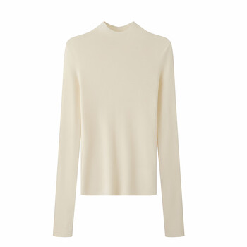 Viainos qin ainos women's clothing 2025 autumn and winter new versatile half turtleneck slim knitted bottoming shirt 4017 cream rice s