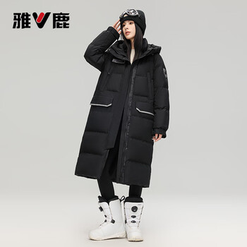 Yalu long down jacket for women 2025 new couple outdoor extreme cold workwear thickened hooded autumn and winter coat