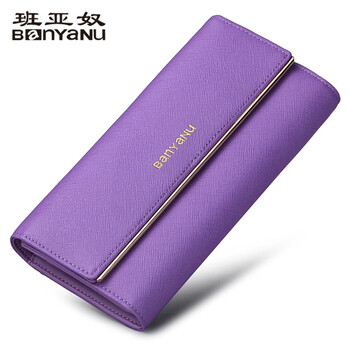 Banyanu 2025 new women's wallet long leather clutch fashionable large capacity women's wallet wallet can hold mobile phone purple
