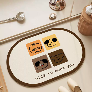 Yusenyi diatom mud floor mat bathroom door absorbent floor mat bathroom door foot mat non-slip, stain-resistant and cuttable diatom mud color block simple dog for customization, please contact the customer service lady