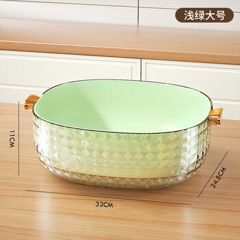 Oemg japan imported quality kitchen double-layered sink drain basket drain basket fruit washing artifact wash basin wash vegetables mint green large size - double thickened _ gold-plated handle