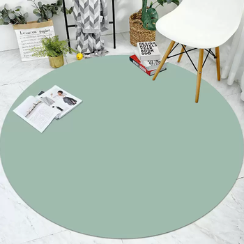 Yusenyi solid color nordic round leather floor mat scrub-free pvc waterproof anti-slip basket mat computer chair pu round mint green 60cm diameter round