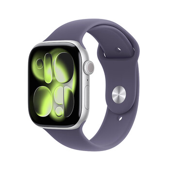 Apple/apple watch s11 smart watch 46mm silver aluminum metal case matte purple sports strap s/m gps telecom subsidy