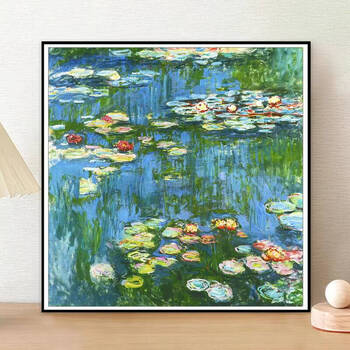 Kecss monet water lily cross stitch 2025 new line embroidery living room self-embroidery hand embroidery bedroom vertical version entrance hall full embroidery cotton thread 50*50cm medium grid 3-strand thread embroidery