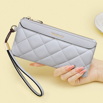Williampolo emperor paul women's wallet ins women's long thin clutch bag diamond korean style mobile phone bag versatile gray