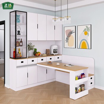 Mengyang light luxury sideboard and dining table integrated against the wall for small apartment living room multi-functional storage locker with card holder customization 160 sideboard + 140 dining table + 120 card holder